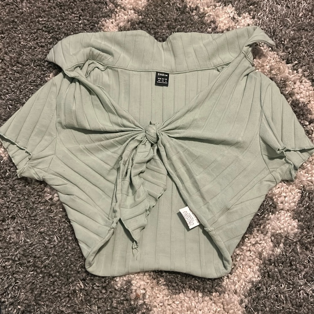 Light green tie crop top